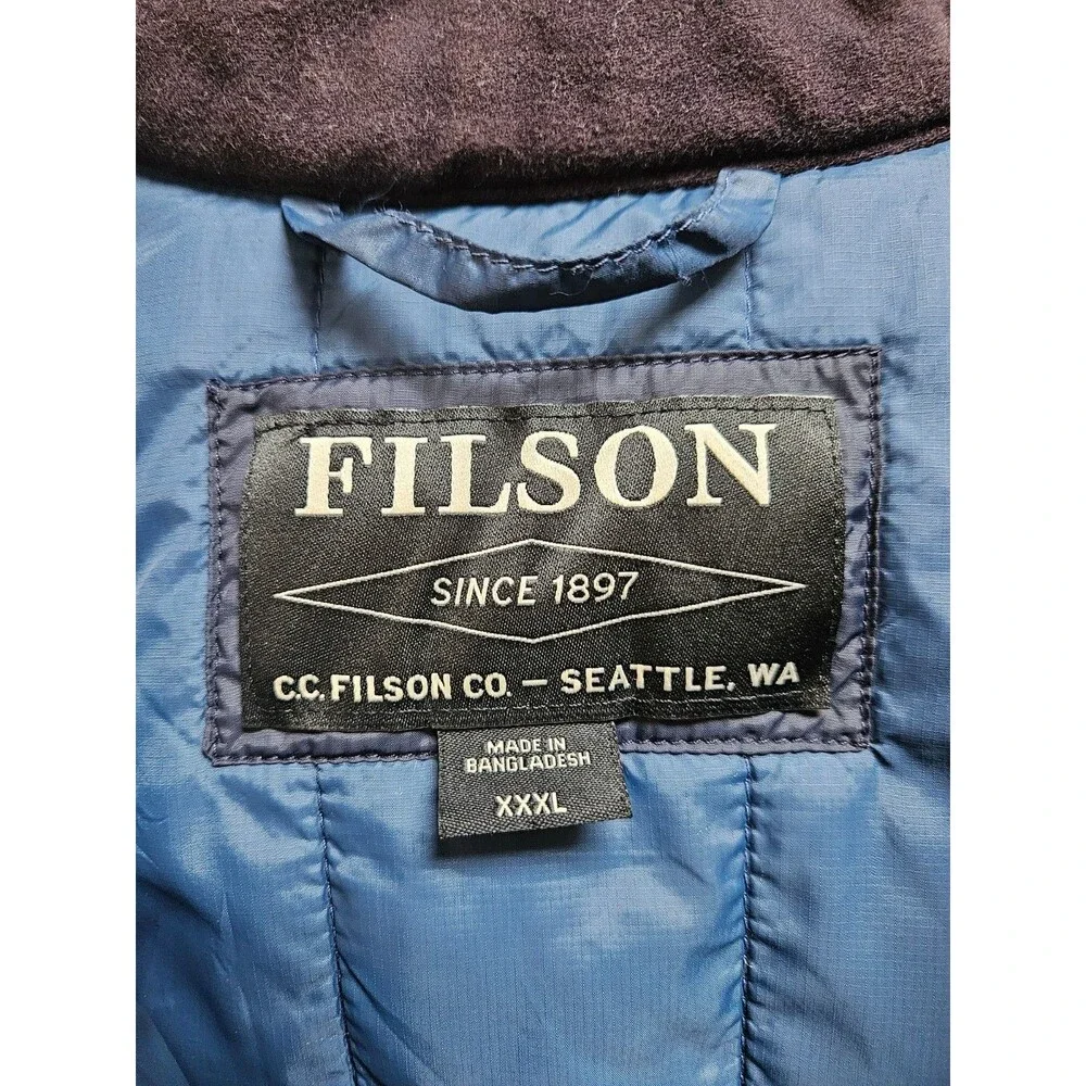 C.C. FILSON Blue Wing Captain Vest Ultralight Puffer Mens Size 3XL Blue Black
